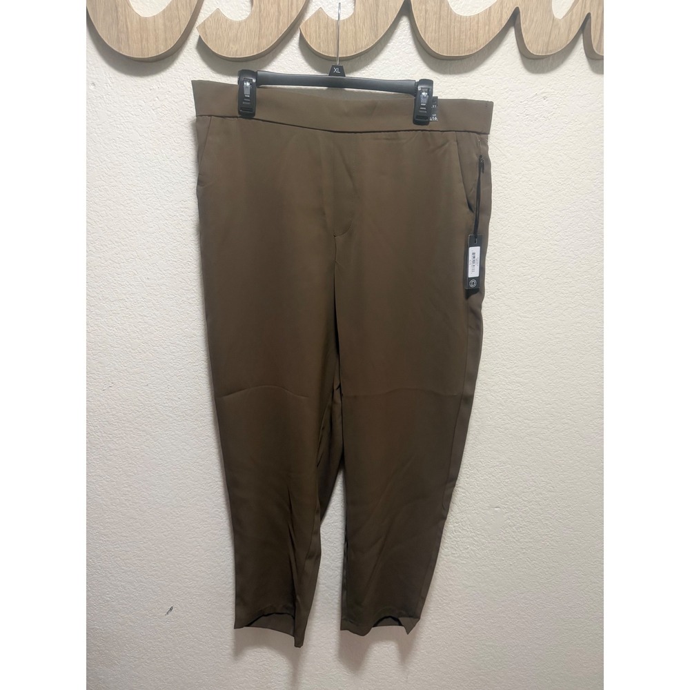 Dictionary Womens Olive Brown Tapered Pull On Dress Pants Size XL 16